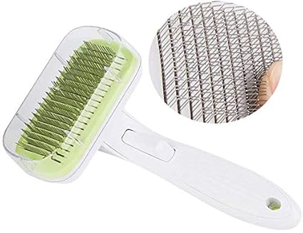 Pet Brush, One-button Auto-cleaning, Super Soft Silicone for Grooming Massaging Clean Hair with Hanging Holes