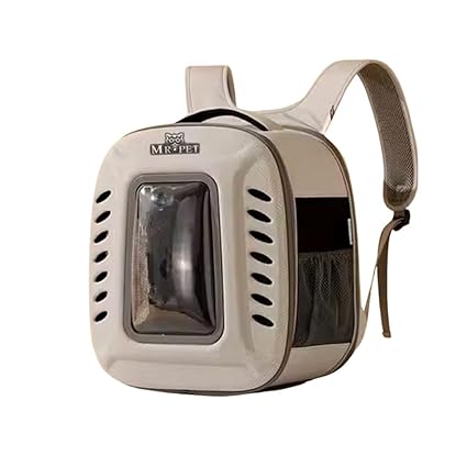 PET FUN Premium Transparent Cat Backpack Carrier - Breathable Pet Travel Bag for Cats & Small Dogs, Foldable, Ventilated with Ergonomic Design, Perfect for Hiking & Camping (Grey)