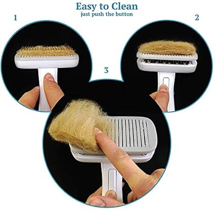 Pet Brush, One-button Auto-cleaning, Super Soft Silicone for Grooming Massaging Clean Hair with Hanging Holes