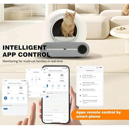 Kipenzi Smart Self Cleaning Cat Litter Box - Automatic Litter Tray (65L+9L Large Capacity), Odor Controller, Wi-fi Enabled, Smart APP Control, Mess-Free Design with Infrared Detector & Weight Sensors