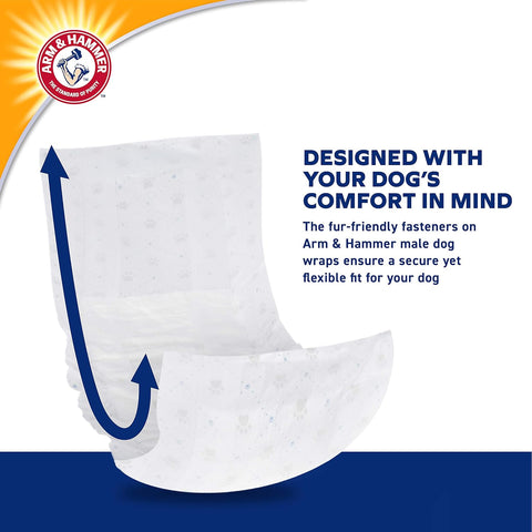 Arm & Hammer For Pets  Dog Wraps, Medium 12 Ct | Ultra-Absorbent, Adjustable Male Dog Diapers with Leak-Proof Protection & Wetness Indicator | Arm & Hammer Baking Soda Enhanced for Odor Control