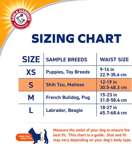 Arm & Hammer For Pets Dog Wraps, Size Small, 12 Count | Ultra-Absorbent, Adjustable Male Dog Diapers with Leak-Proof Protection and Wetness Indicator | Baking Soda for Odor Control