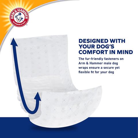 Arm & Hammer for Pets Dog Wraps, Size Large, 12 Count | Ultra-Absorbent, Adjustable Dog Diapers with Leak-Proof Protection and Wetness Indicator for Large Dogs