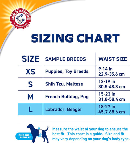 Arm & Hammer for Pets Dog Wraps, Size Large, 12 Count | Ultra-Absorbent, Adjustable Dog Diapers with Leak-Proof Protection and Wetness Indicator for Large Dogs
