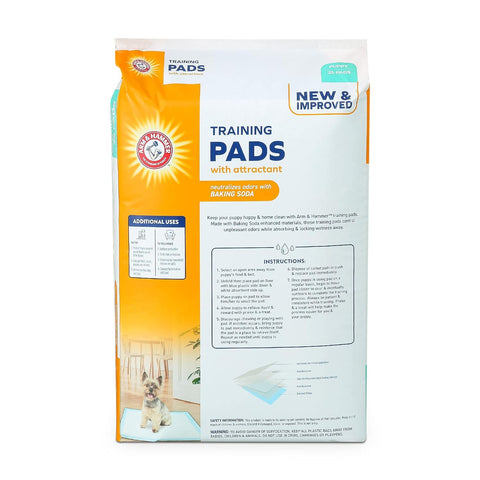 Arm & Hammer Puppy Training Pads with Attract | New and Improved Super Absorbent, Leak Proof, Odor Control Puppy Pads with Baking Soda | 25 Pack Bulk Pee Pads