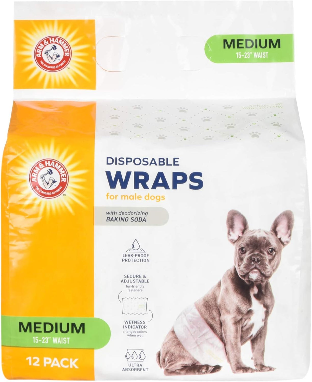 Arm & Hammer Ft. Nappile-42cm - 53cm Waist - 12pcs M, White,