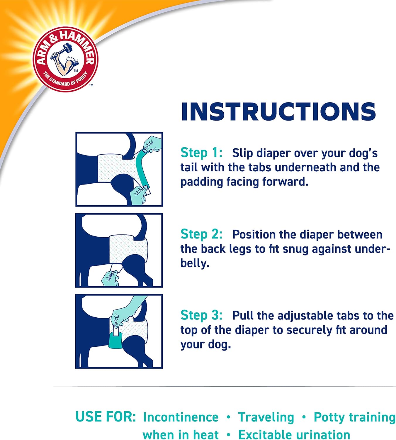 Arm & Hammer Lrg. Nappy - 18" Waist - 12 Count