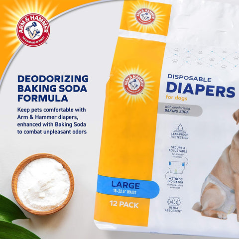 Arm & Hammer Lrg. Nappy - 18" Waist - 12 Count