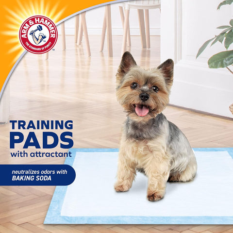 Arm & Hammer Puppy Training Pads with Attract | New and Improved Super Absorbent, Leak Proof, Odor Control Puppy Pads with Baking Soda | 50 Count Pee Pads